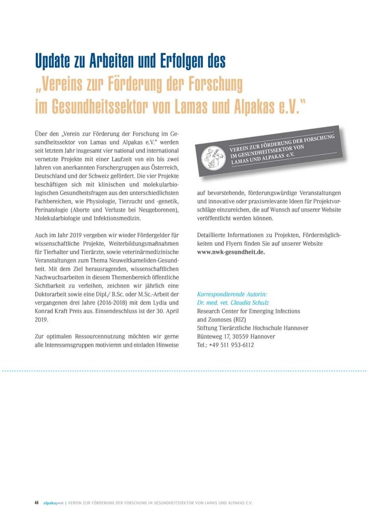 Eine Kopie des Artikels über die aktuellen Arbeiten und Erfolge