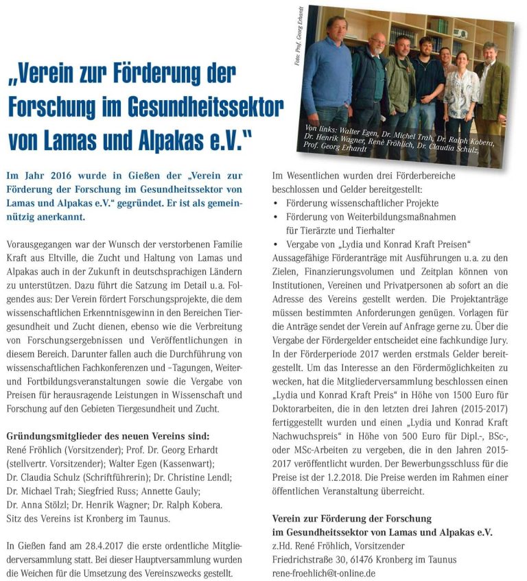 Eine Kopie des Berichts über die aktuellen Tätigkeiten des Vereins